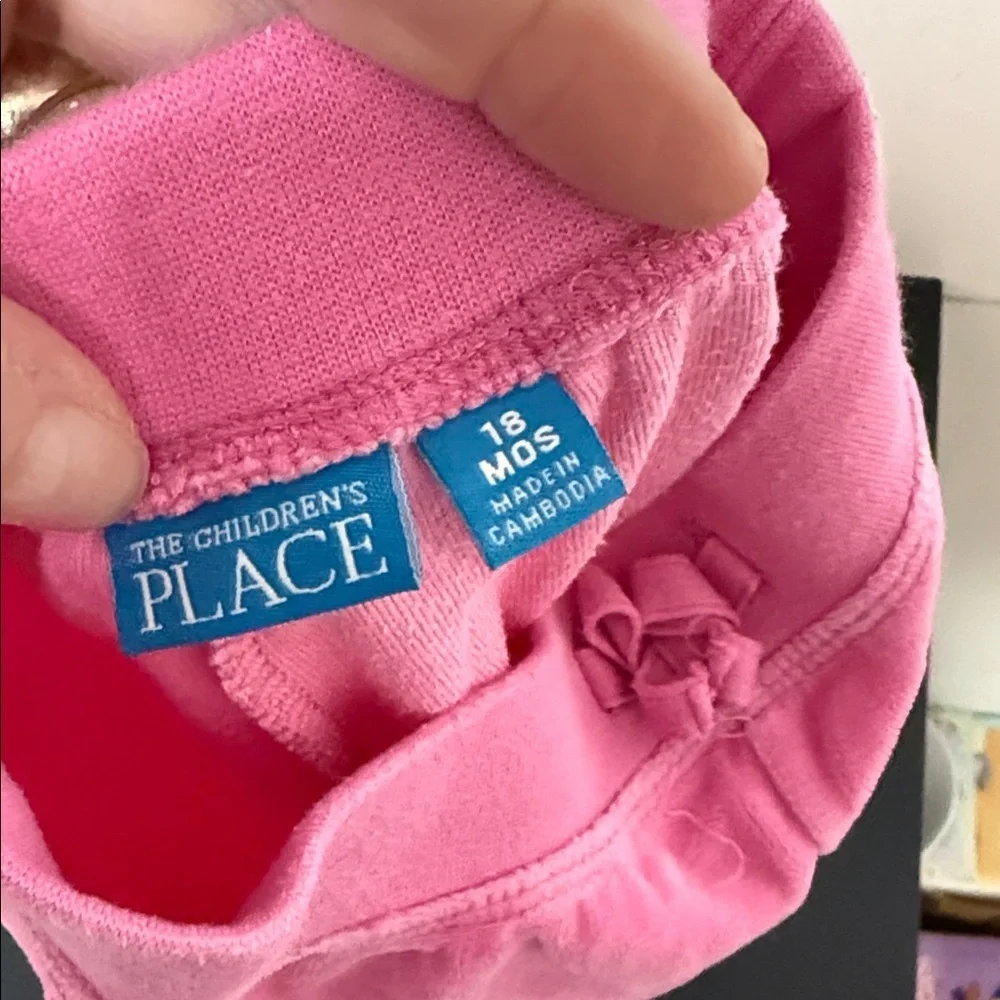The Children's Place Pink Velour Baby Pants with Heart Accents Y2K